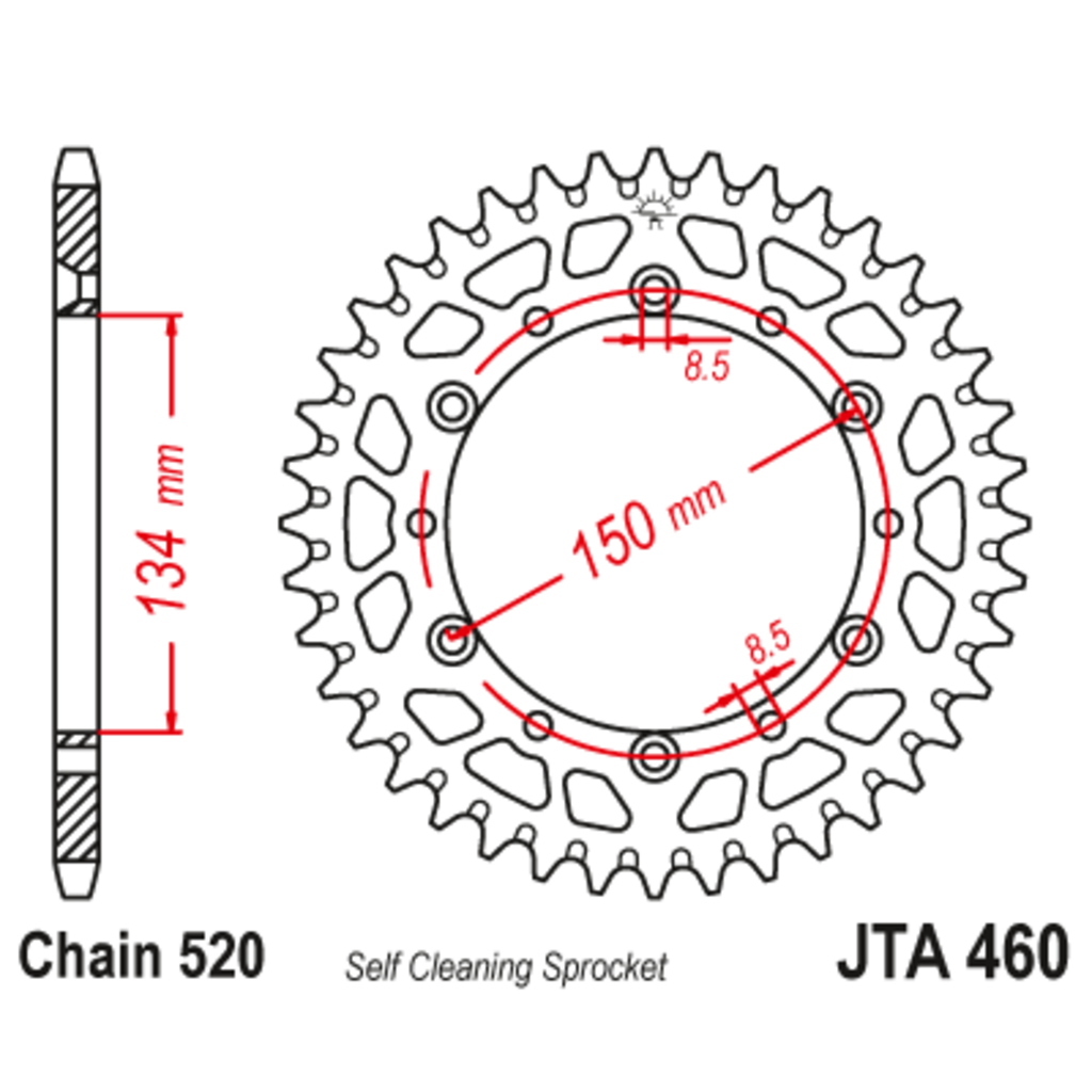 Звезда задняя (ведомая),(алюминий) JT JTA460.48