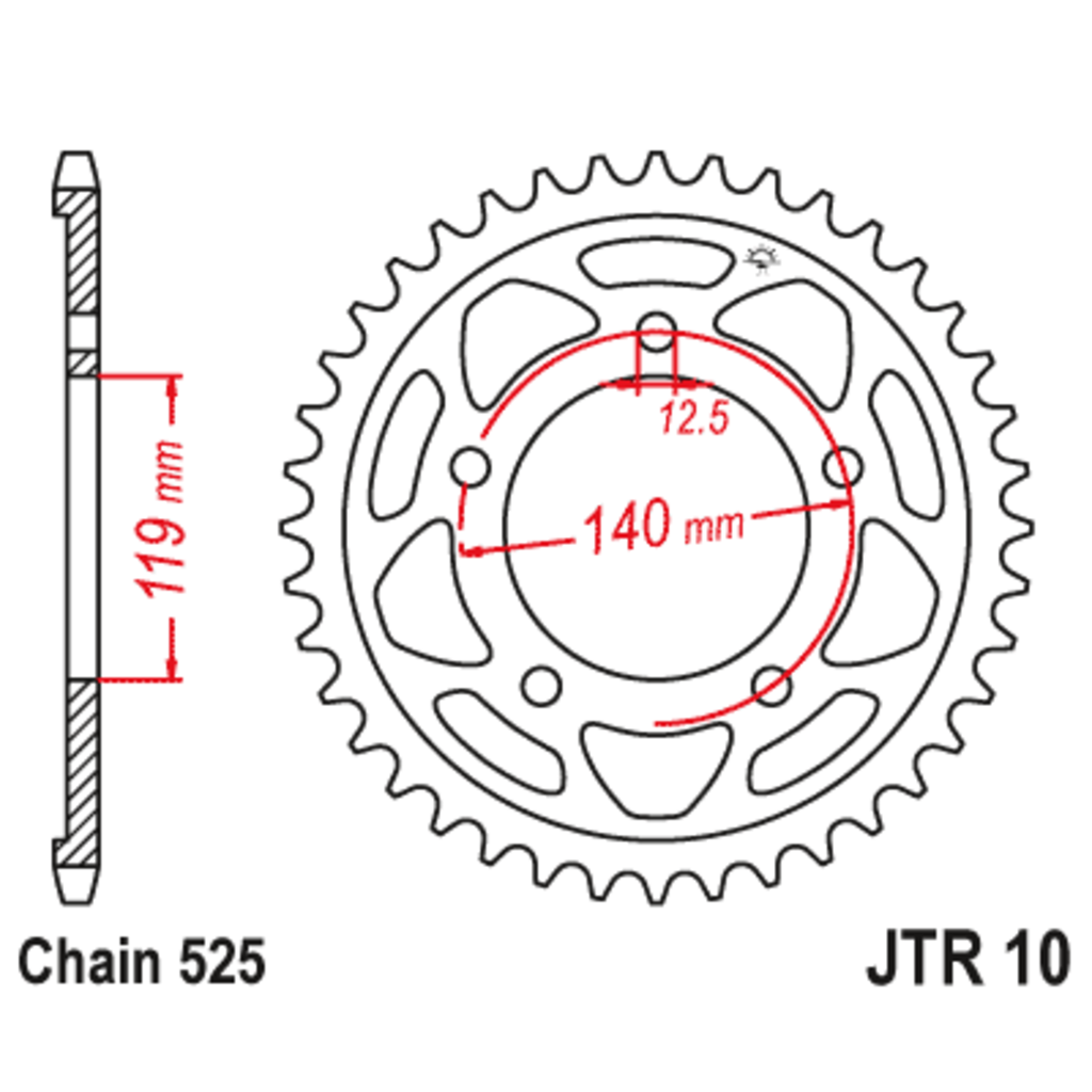 Звезда задняя (ведомая),(сталь) JT 10.45