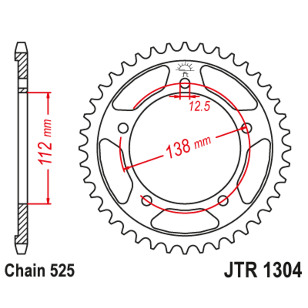 JT Звезда задняя (ведомая),(сталь) JT 1304.39