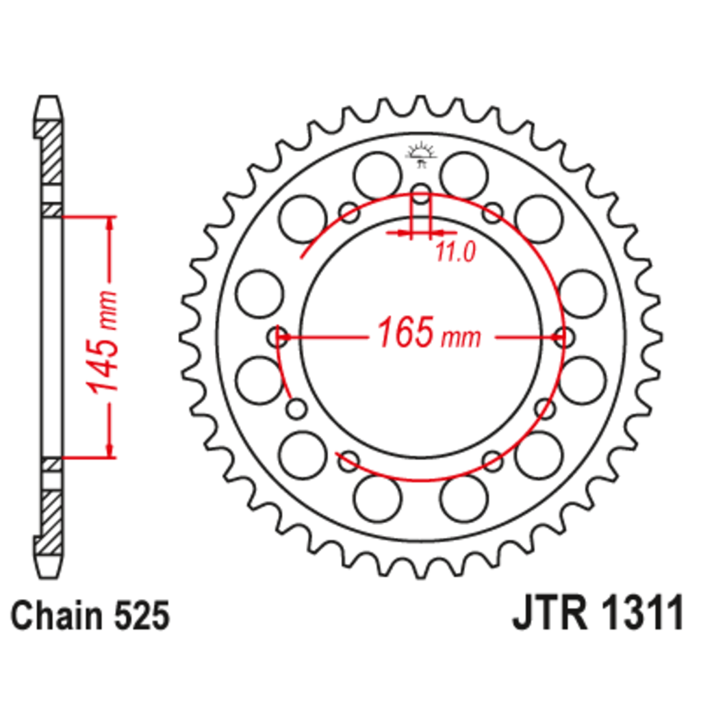 Звезда задняя (ведомая),(сталь) JT 1311.45