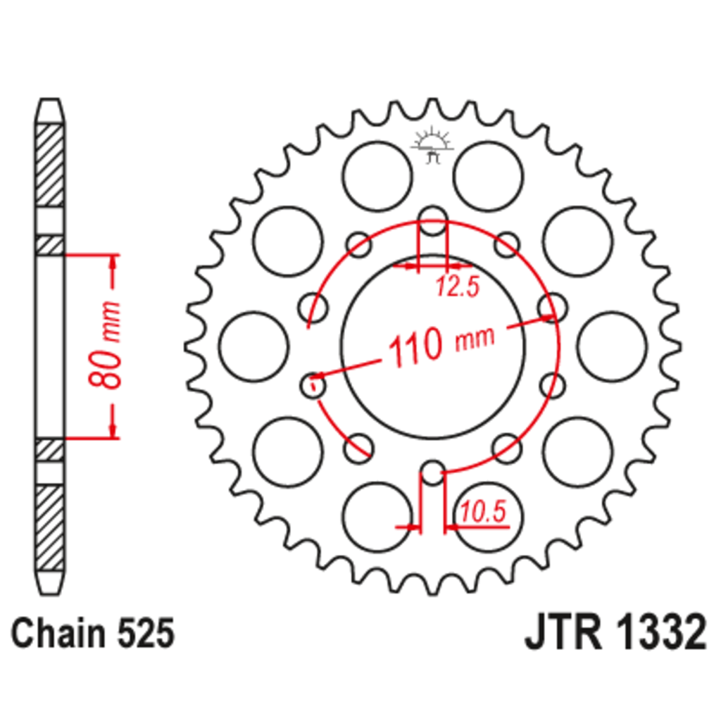 Звезда задняя (ведомая),(сталь) JT 1332.44