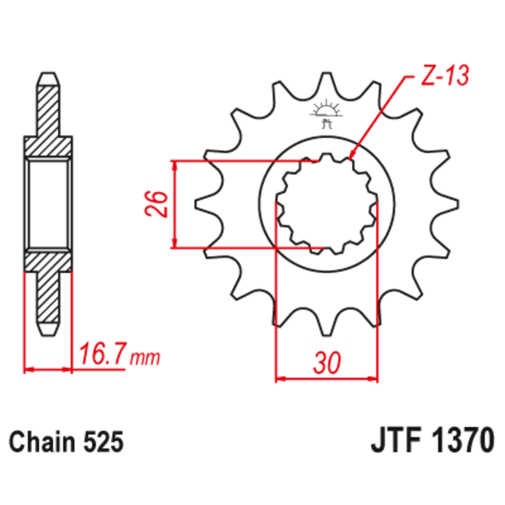 JT Звезда ведущая , с демпфером, JT 1370.15RB