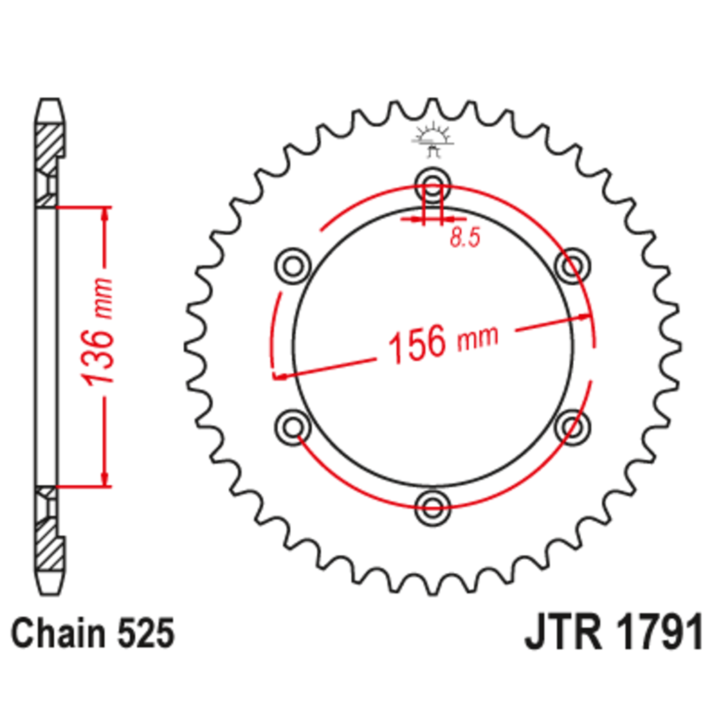 Звезда задняя (ведомая),(сталь) JT 1791.43