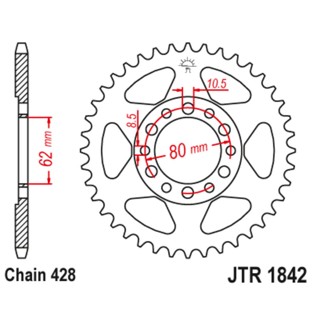 Звезда задняя (ведомая),(сталь) JT 1842.50