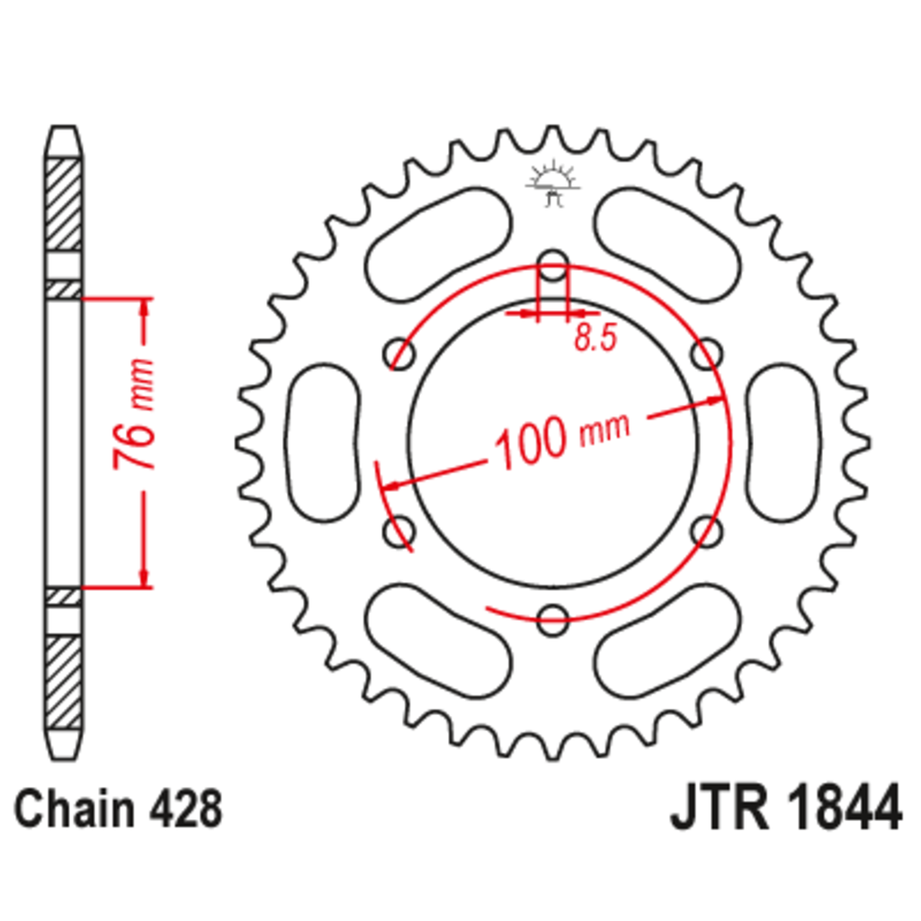 Звезда задняя (ведомая),(сталь) JT 1844.48