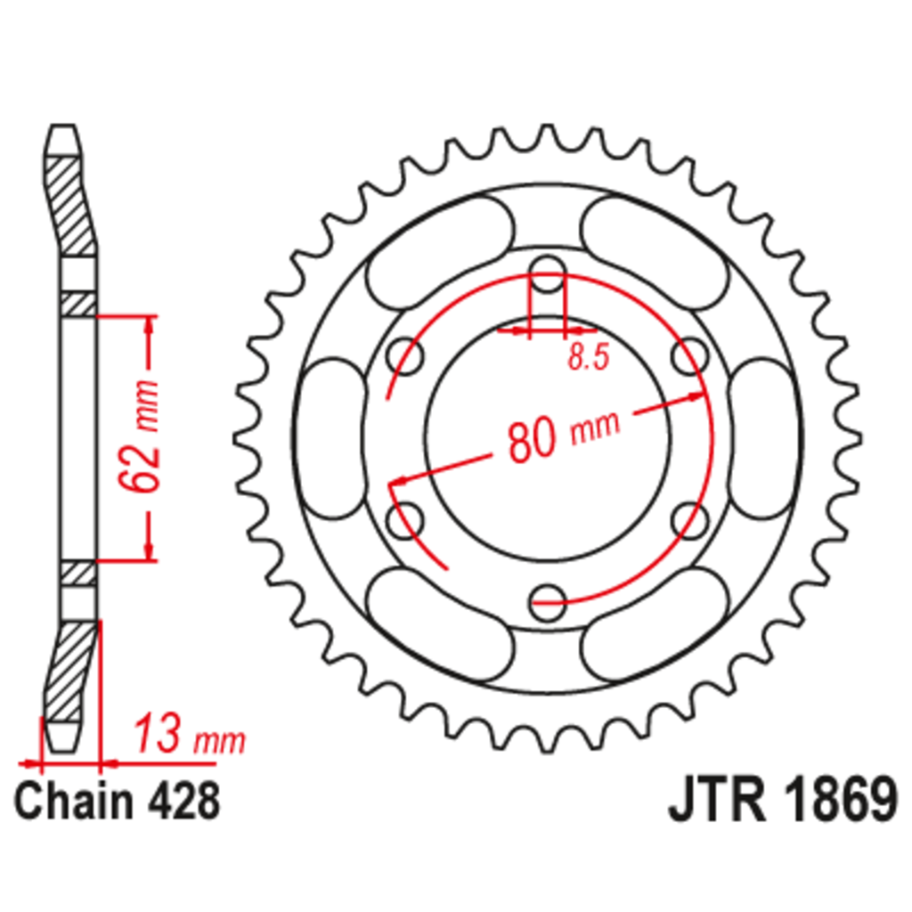 Звезда задняя (ведомая),(сталь) JT 1869.45