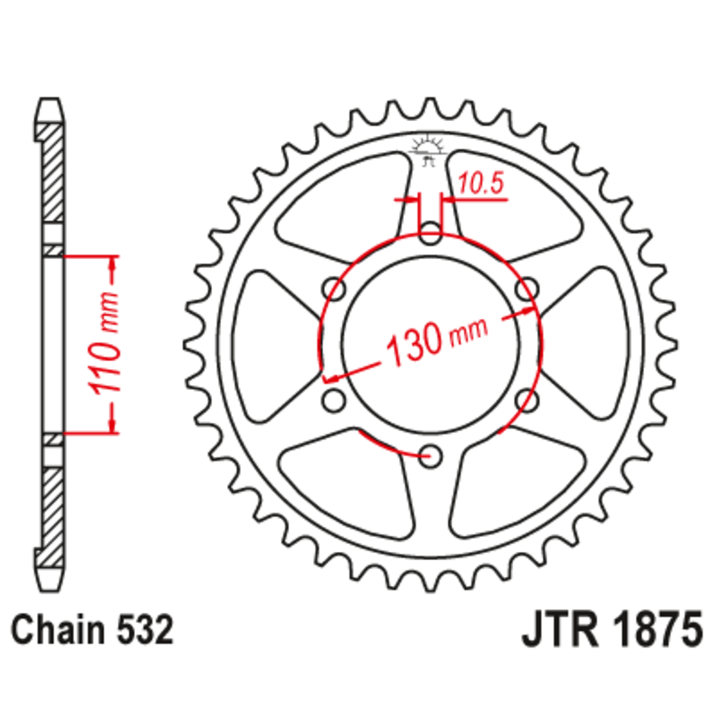 Звезда задняя (ведомая),(сталь) JT 1875.48