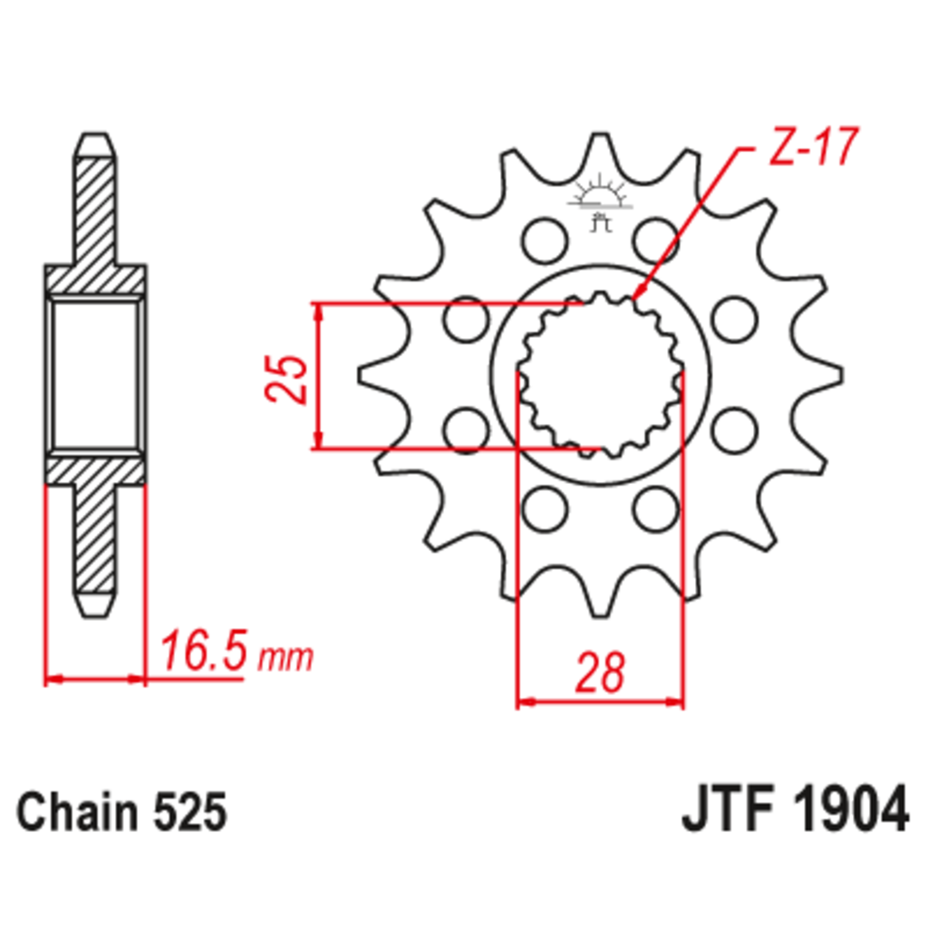 JT Звезда ведущая , с демпфером, JT 1904.17RB