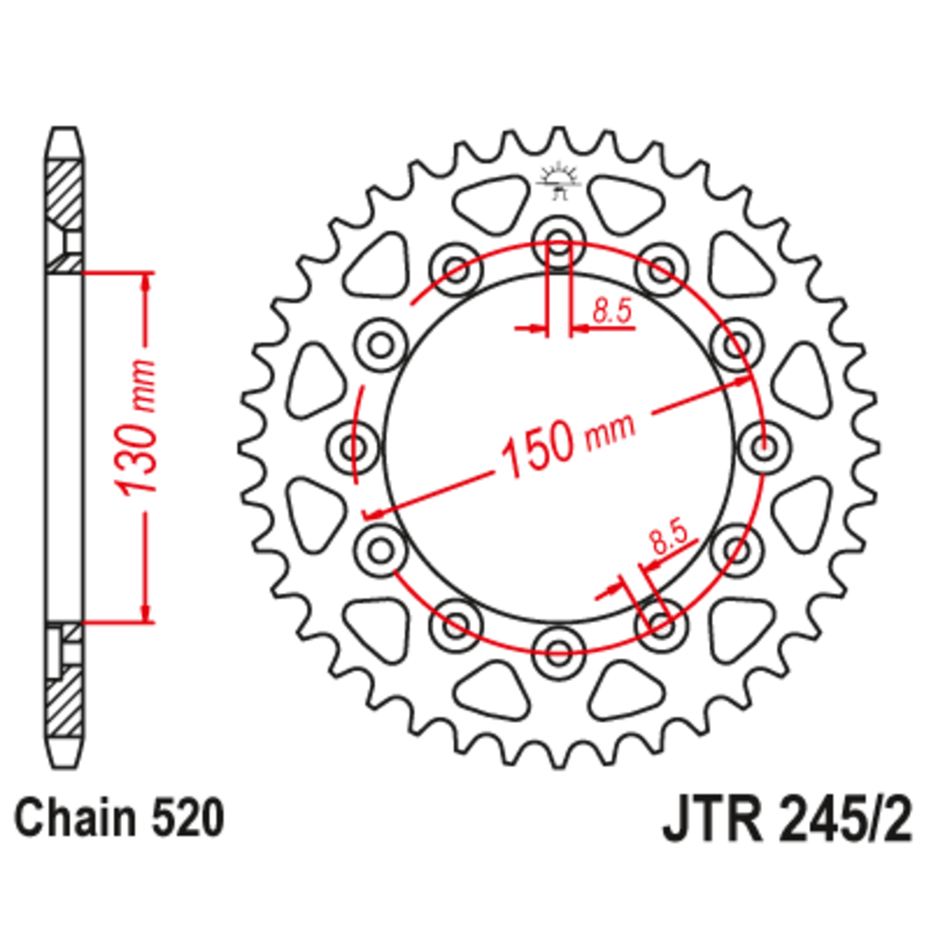 JT Звезда задняя (ведомая),(сталь) JT 245/2.44 JT Звезда задняя (ведомая),(сталь) JT 245/2.44