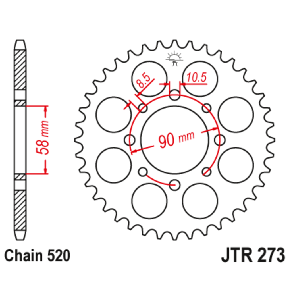 Звезда задняя (ведомая),(сталь) JT 273.45