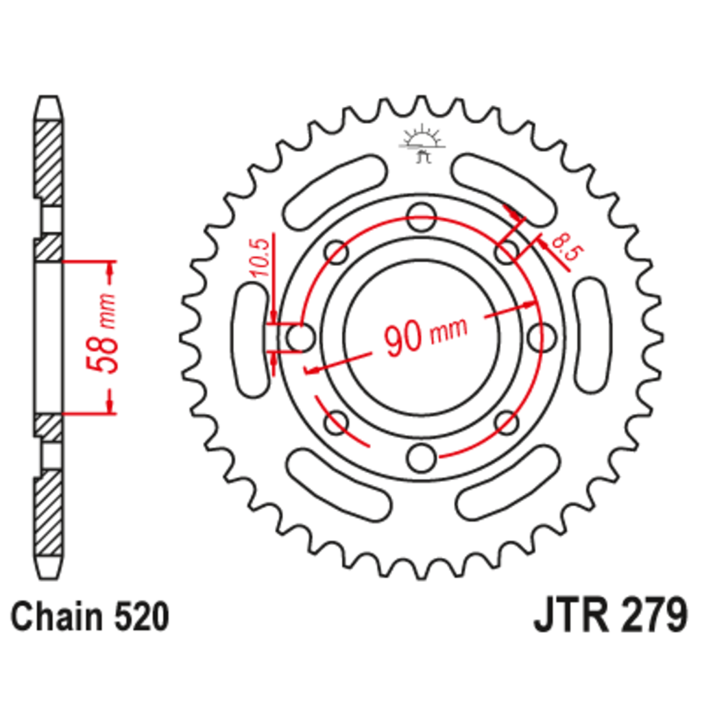 JT Звезда задняя (ведомая),(сталь) JT 279.39 JT Звезда задняя (ведомая),(сталь) JT 279.39