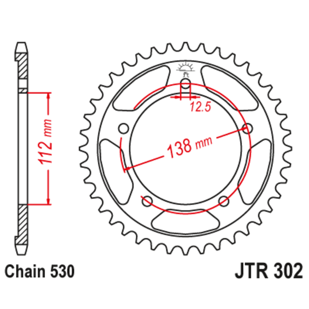 Звезда задняя (ведомая),(сталь) JT 302.40