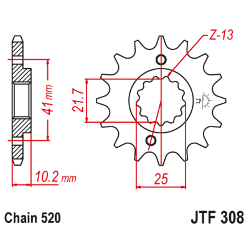 JT Звезда ведущая , с демпфером, JT 308.14RB JT Звезда ведущая , с демпфером, JT 308.14RB