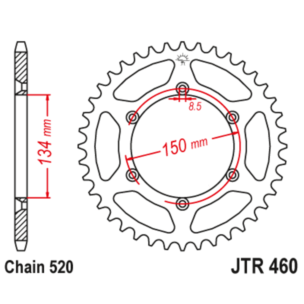Звезда задняя (ведомая),(сталь) JT 460.43