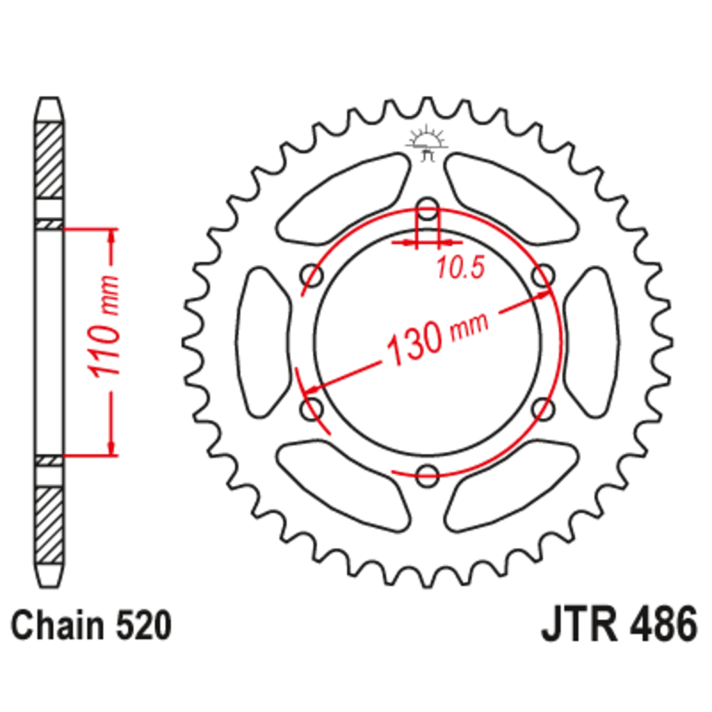 Звезда задняя (ведомая),(сталь) JT 486.42