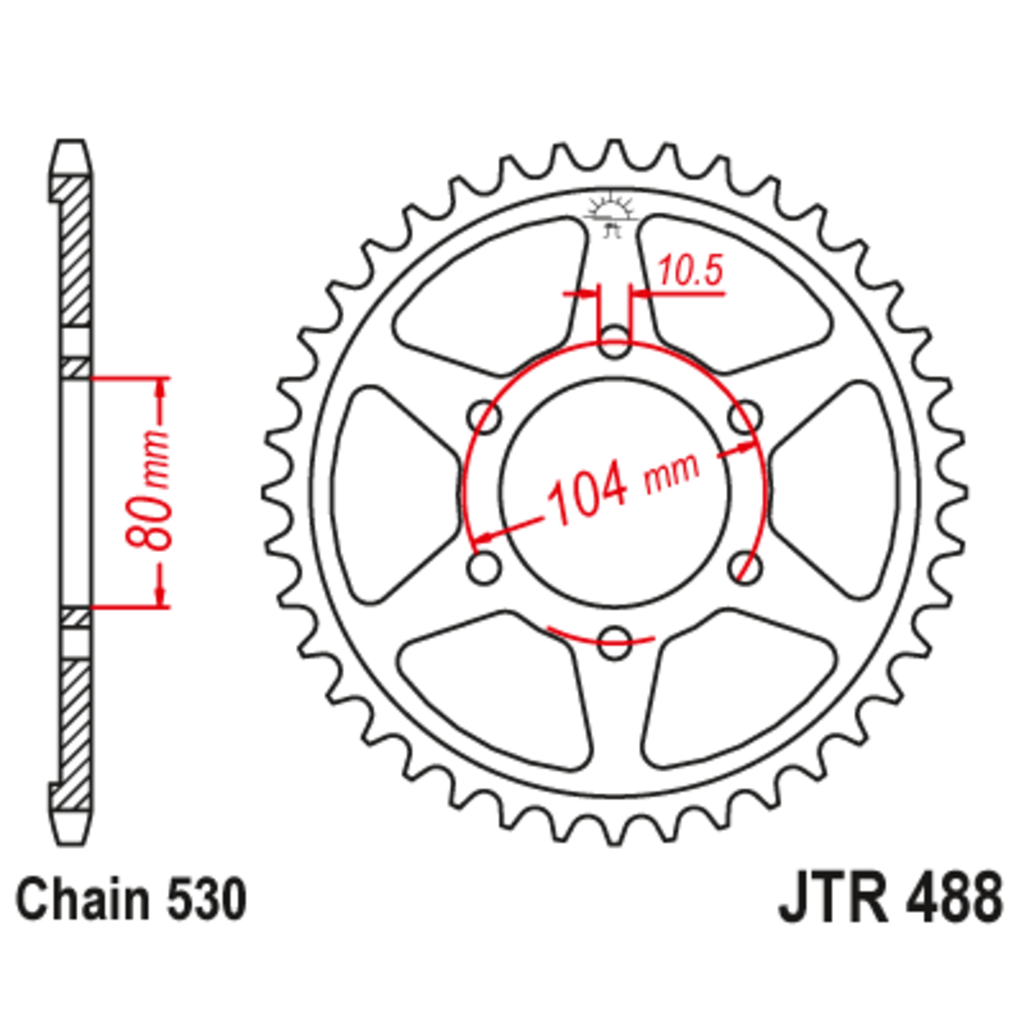 Звезда задняя (ведомая),(сталь) JT 488.41