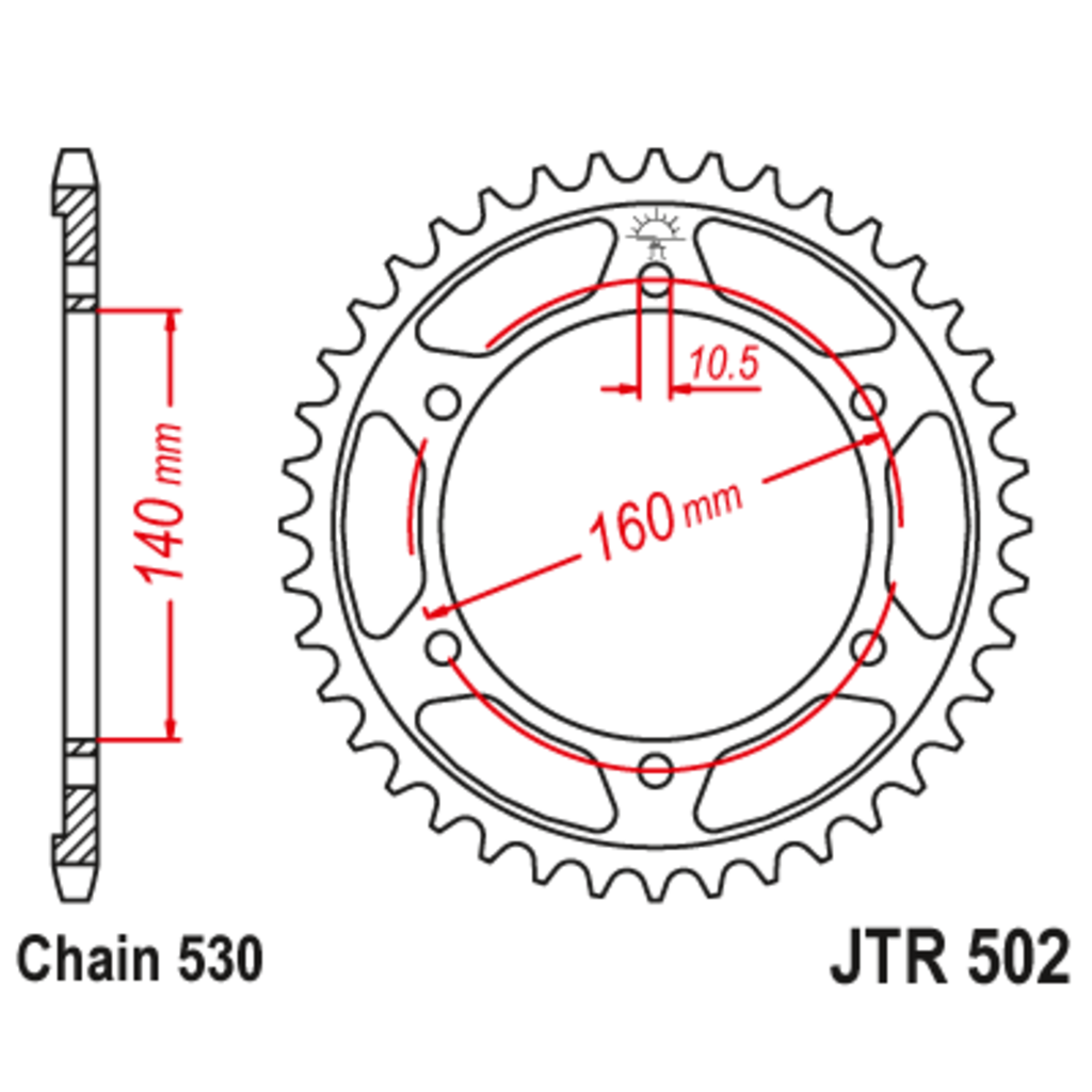 JT Звезда задняя (ведомая),(сталь) JT 502.47