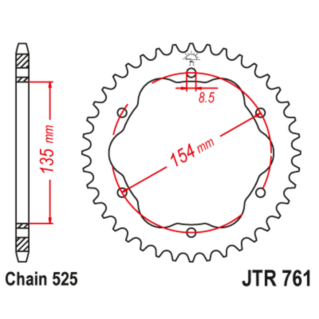Звезда задняя (ведомая),(сталь) JT 761.38