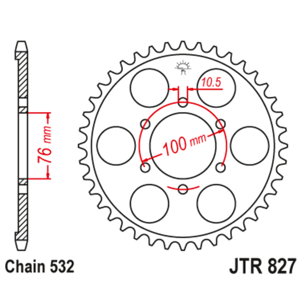 JT Звезда задняя (ведомая),(сталь) JT 827.52